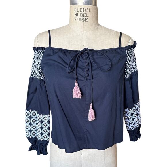 NWT Rebecca Minkoff Tiffany Off-the-shoulder Embroidered Top Size XS - Picture 1 of 7